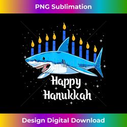 Happy Hanukkah Shark Channukah Menorah candles Sharkmas Xmas - Sublimation-Optimized PNG File - Pioneer New Aesthetic Frontiers