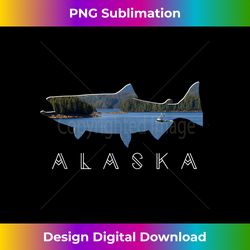 Alaskan King Salmon with Fishing Boat Saltwater Fishermen - Eco-Friendly Sublimation PNG Download - Rapidly Innovate Your Artistic Vision