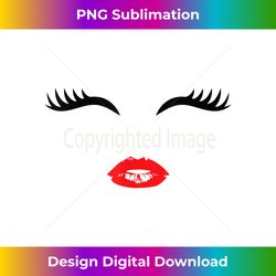 Women's Summer Cute Eyelash Lip Print Tshirt - Futuristic PNG Sublimation File - Pioneer New Aesthetic Frontiers