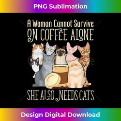 Womens Funny Cute Coffee Cat V-Neck - Contemporary PNG Sublimation Design - Striking & Memorable Impressions