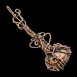 Astral Symphony: Wire Wrapped Guitar Pendant in Asteroid Jasper