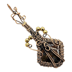 Earthen Harmony: Jasper Copper Wire Wrapped Guitar Pendant for Musical Elegance and Natural Radiance