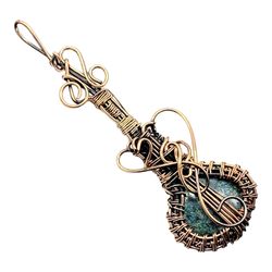 Celestial Harmony: Star Galaxy Copper Wire Wrapped Guitar Pendant for Musical Elegance and Cosmic Radiance