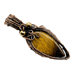Copper Wire Wrapped Tigers Eye Pendant - Natural Healing Crystal Necklace for Men and Women - Handcrafted Gemstone Jewel