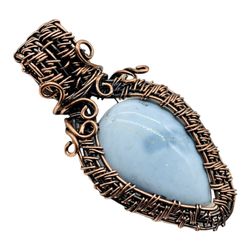 Copper Wire Wrapped Blue Opal Pendant - Stunning Handcrafted Gemstone Necklace for Women - Natural Healing Crystal Jewel