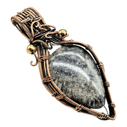 Copper Wire Wrapped Black Fossil Coral Pendant - Handcrafted Gemstone Necklace for Men and Women - Natural Healing Cryst