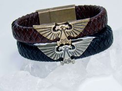Set of two Imperial Aquila handmade bracelets from Warhammer 40k world
