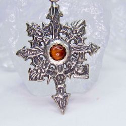 Large Chaos Star Pendant with Tiger Eye cabochon