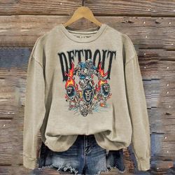 Detroit Lions Pride Shirt, Skeleton Design, Football shirt, Vintage bootleg design, Detroit Football Crewneck Sweatshirt