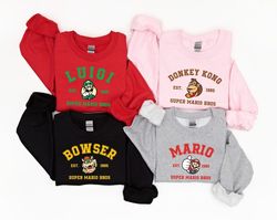 Super Mario Character Sweatshirt, Mario Luigi Yoshi Peach Bowser Toad Koopa Hoodie, Super Mario Bros Shirt, Mario Matchi