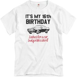 16TH BIRTHDAY GAG GIFT CAR SHIRT - Unisex Basic Promo T-Shirt