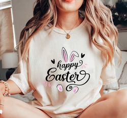 Easter T-Shirt, Happy Easter Bunny Shirt, Happy Easter Tee, Easter Shirt, Womens Easter T-Shirt, Happy Rabbit Easter Shi