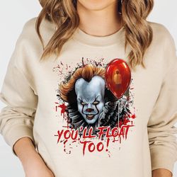 Halloween Scary Movie Shirts, Youll Float Too T-shirt, Evil Clown Shirt, Horror Movie Shirt, Halloween Graphic Shirt  SA