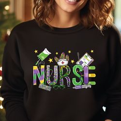 Mardi Gras Swetshirt, Nurse Mardi Gras Tuesday Gift, Funny Tuesday Crewneck, Mardi Gras Sweater, Funny Nurse Hoodie, SA5