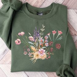 Wildflowers Hoodie, Flower Sweater, Flowers Sweatshirt, Romantic Sweater, Birth Month Flower Crewneck, Colorful Flowers