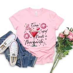 Even Cupid Need A Margarita T-shirt, Trendy Valentine Disco Ball Shirt, Funny Valentines Day, Valentine Cocktail Sweatsh