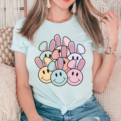 Easter Bunny Smiley Face Shirt, Easter Shirt, Easter Bunny Graphic Tee, Smiley Bunny T-Shirt, Retro Easter Shirt, Matchi