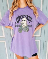 Comfort Colors Cycopath Shirt, Halloween Shirt, Funny Ghost TShirt, Spooky Season Tees, Biking Ghost, Spooky Cyclist Tee