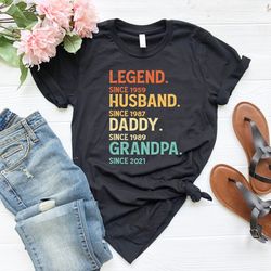 Personalized Dad Grandpa T Shirt, Funny Fathers Day Gift Shirts, Husband Father Legend Sweatshirt, Custom Dates Grandfat