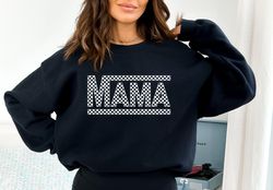 Checkered Retro Mama Sweatshirt Varsity Mom Crewneck Mothers Day Gift Retro Shirt