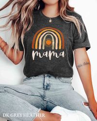 Rainbow Mama T-Shirt, Boho Mom And Me Matching Shirt, Mothers Day Gift For Mom, Mamma, Mommy, Baby Shower Gift For Expec