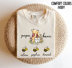 papa bear shirt personalized papa bear winnie with grandkids name t-shirt ,fathers day gift for papa grandpa bear