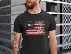 Personalized Papa T shirt, Custom name Grandpa Shirt Fist Bump Grandchild names, Fathers Day Shirt for Grandpa,