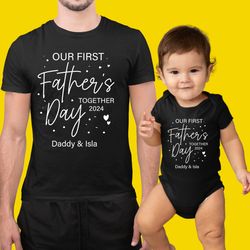 matching personalised our first fathers day shirt, daddyme shirt, dad and new baby matching gift, first fathers day matc
