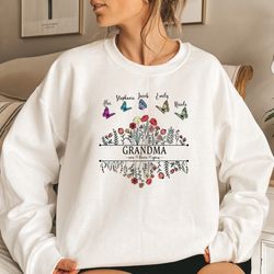 Custom Grandma Butterfly Sweatshirt, Grandma Butterfly Shirt, Nana Butterfly sweatshirt, Nana Shirt With Grandkids Name,