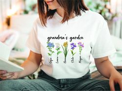 Grandmas Garden Kids Birth Month Flower Shirt, Moms Garden Gift, personalize Mothers Day Gift, Gift for Mom, Grandma Gif