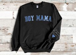 Custom Boy Mama Sweatshirt, Boy Mama with Kids Names on Sleeve, Personalized Mom Sweatshirt, Custom Mom Sweatshirt With