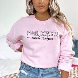 Custom Girl Mama Sweatshirt,Girl Mama Custom Christmas Gift,Personalized Mom Sweatshirt, Custom Mama Sweatshirt With Kid