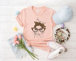Bunny With Leopard Glasses Shirt, Easter Shirt,Ladies Easter Bunny shirt Easter Bunny Shirt,Easter Shirts For Women,Bunn