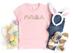 Boho Leopard Bunny Shirt, Rainbow Shirt, Cute Easter Bunny T-Shirt, Happy Easter, Shirt with Bunnies, Easter Gift, Happy