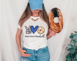 Peace Love Baseball Shirt Gift for Baseball Mom, Game Day Tshirt Gift for Baseball Fan, Baseball Tee Gift for Baseball L