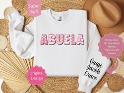 Personalized ABUELA Sweatshirt with Grandkids Names, Custom ABUELA Shirt with Names on Sleeve, Gift for ABUELA, Abuela V