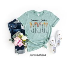 Grandma Shirt with Custom Birth Flowers and Names, Custom Birth flower Tee, Personalized Birthday Shirt, Mothers Day Shi
