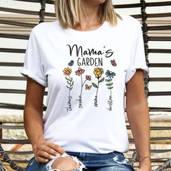 Floral Mamas Garden Shirt, Custom Mom Tshirt, Mom Life T Shirt, Mothers Day T-Shirt, Mama Vibes, Customized Mom Tee, Gif
