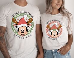 Christmas Retro Disney Shirts, Mickey Checkered Shirt, Disney Family Shirts, Minnie Mouse Tees, Vintage Disney Tee