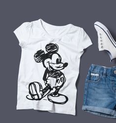 Custom Disney Gift for Kids Mickey Sketch Disney Shirts, Mickey Ears Shirt, Toddler Birthday Shirt,Disneyworld Shirts ,