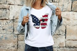Floral Butterfly 4th of July Shirt, 4th of july floral shirt, 4th of july butterfly shirt, American Flag Shirt, Flowers