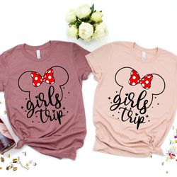 Girls Trip Disneyland T-Shirt, Adults Kids Disneyworld Trip Shirt, Minnie Mouse Disney Vacation Tee for Women, Girls Dis