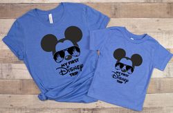 My First Disney Trip Custom T-Shirt, Adults Kids Disneyland Trip Shirt, First Disneyworld Trip Tee, Minnie Mickey