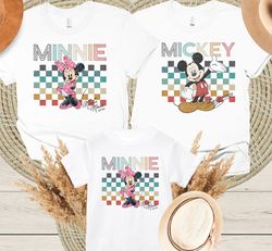 Retro Disney Shirts, Mickey Checkered Shirt, Disney Family Shirts, Minnie Mouse Tees, Vintage Disney
