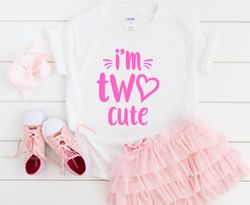 Two Cute Heart 2nd Birthday Shirt for Toddler Girls Second Birthday Outfit Adorable Outfit for Baby Girls Birthday