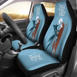 Nightmare Before Christmas Cartoon Car Seat Covers - Jack Skellington And Sally Kissing Retrowave Artwork Seat Covers
