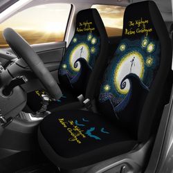 Nightmare Before Christmas Cartoon Car Seat Covers | Jack Skellington Singing On The Hill Moon Seat Covers