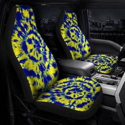 Tie Dye Car Seat Covers Custom Blue And Yellow Hippie Car Accessories