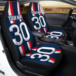 Soccer Number 30 Car Seat Covers Custom Name For Psg Fan