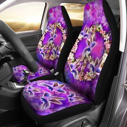 Peace Sign Car Seat Covers Custom Flower Hummingbirds Car Accessories Gifts Idea